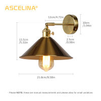 ASCELINA Vintage Wall Lamp With Switch Copper Color Wall Lamp Bedroom E27 Wall sconce Gold Plug In Wall Lamp For Living Room