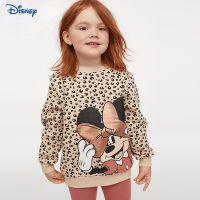 Disney Minnie Baby Girl Cotton Leopard Print Hoodie Spring Autumn Child Pullover Long Sleeve Cartoon Top Baby Clothes 18M-10Y