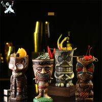 แก้ว Tiki บาร์โป๊กเกอร์เครื่องลายครามเซรามิกแบบฮาวายแก้ว Tiki สุดสร้างสรรค์มีเอกลักษณ์ถ้วยค็อกเทลส่วนตัวแก้วซอมบี้เหยือกไวน์เบียร์เครื่องมือบาร์ถ้วย