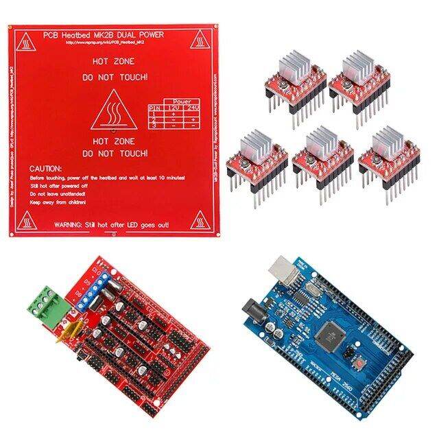 Ramps 1.4 Kit With Mega 2560 R3 Ramps 1.4 Board Heatbed Mk2b A4988 For