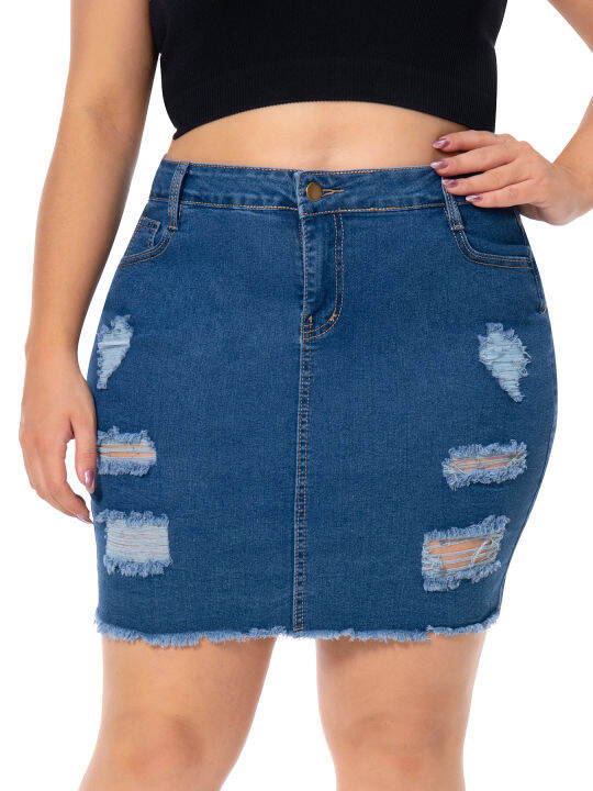 Plus size shop denim skirt singapore