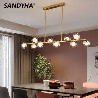 SANDYHA Modern Simple Bubble Long Strip Chandeliers Minimalist Creative Hanging Lights Magic Bean Iron Art Restaurant Lamp