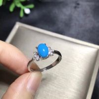 Natural turquoise ring blue rare gemstone 925 sterling silver natural gem store
