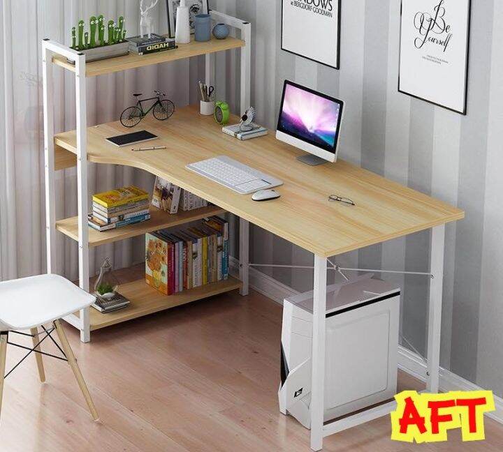 Computer Table 120X55cm for Desktop with Side Book Shelf Home Office Computer Table Set Computer