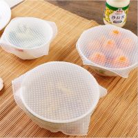 【DT】 hot  4Pcs/set Reusable Silicone Stretch Lids bowl Food Cover Vacuum Wrap Seal Food Storage Container Cover Fresh Keeping Lids Kitchen