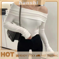 hanshi [2023 new HOT FASHION] lazlook เสื้อสเวตเตอร์ถักแบบสวมหัวแขนยาวเปิดไหล่สำหรับฤดูใบไม้ร่วง