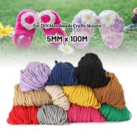 【CC】 Color 100M 5mm Cotton Twisted Rope Macrame Cord Thread Woven String Braided Wire Wedding
