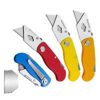 1Pc Folding Utility Knife 5Pc Blades Portable Stainless Steel Sharp Knife For Hiking And Working Cutting Cartons Fast Loading