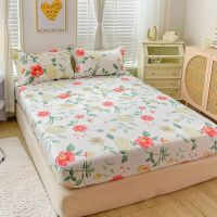 1pcs 100% Cotton Flower Fitted Sheet Mattress Cover Four Corners With Elastic Band Adult Kids Bed Linen Sheet for Queen King Bed