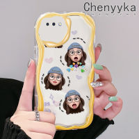 Chenyyka เคสสำหรับ A3s OPPO A12E A5 Realme C1ยอดนิยมลายอิโมติคอนเด็กผู้หญิงสีสันสดใสลายคลื่นเนื้อครีมกรอบนุ่มเคสโทรศัพท์โปร่งใสกันกระแทกเคสใสซิลิโคน