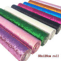 QIBU 50X120Cm Glitter หนังสังเคราะห์ม้วนเงาสีทองสีแดงสีดำผ้า DIY Hairbow อุปกรณ์เสริมเสื้อผ้าทำมือกระเป๋าวัสดุ