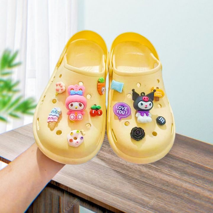 12Pcs/Set Crocs Jibbitz Charms Shoes Flower Sanrio 3D Cartoon Kuromi ...