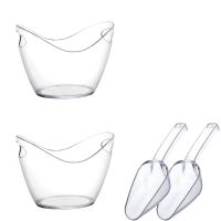 2 Pcs Champagne Wine Bucket 4 Literfor Parties and Drinks Plastic Acrylic Ice Tub with Scoops