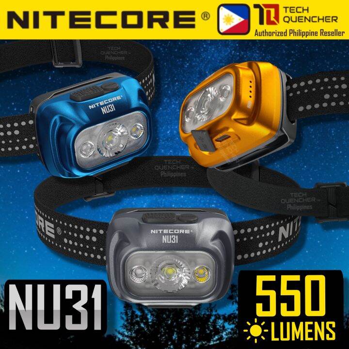 Nitecore NU31 Headlamp 550 Lumens - 95.5g -Triple Output - USB-C ...