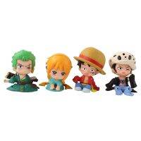 [AhQ ornaments] 4ชิ้น/เซ็ต4-5เซนติเมตร OP อะนิเมะลิง D ลูฟี่ Zoro นามิกฎหมาย Kawaii น่ารักพีวีซีรูปการกระทำการ์ตูนมินิรุ่นของเล่นเด็กของขวัญ B Rinquedos