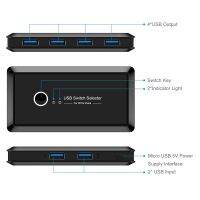 สวิทช์ USB เควีเอ็มตัวเลือกสวิตช์ USB 3.0 2.0 2ชิ้นพอร์ตแชร์4ชิ้นอุปกรณ์2ชิ้นสำหรับเครื่องพิมพ์เมาส์และคีย์บอร์ด