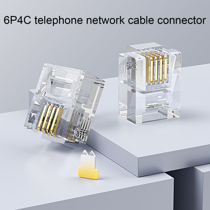 ขนาดใหญ่100pcs-ตัวเชื่อมต่อโทรศัพท์-high-fidelity-stable-transmission-rj11โปร่งใส6p4c-modular-หัวสายสำหรับเครื่องแฟกซ์100pcs-โทรศัพท์ที่ยอดเยี่ยม