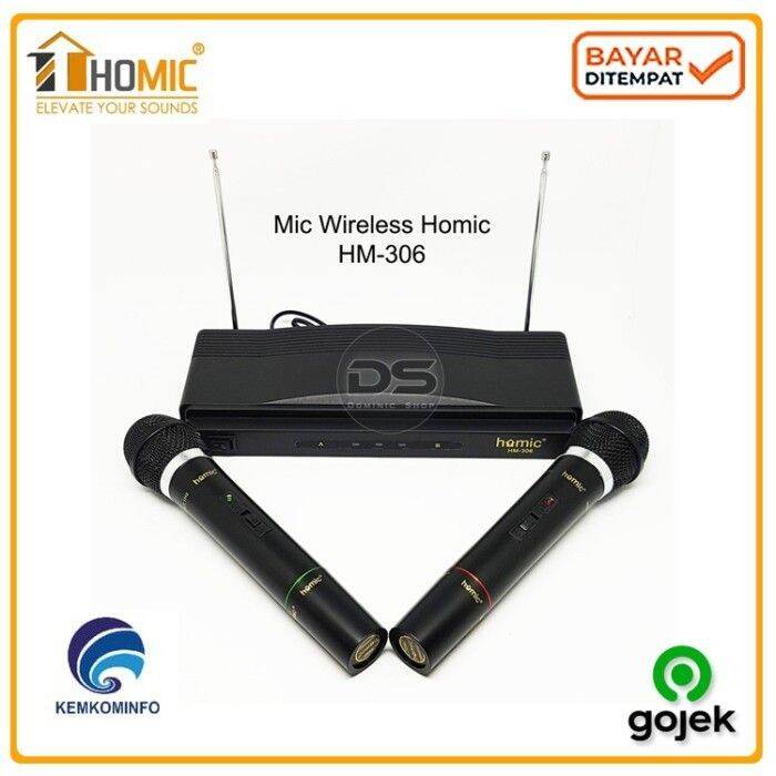 Microphone wireless double Homic HM306 Mik Mix Karaoke Tanpa Kabel Lazada Indonesia