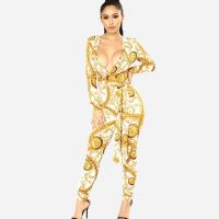 [COD] 1053 independent station wish cross-border European and womens jumpsuit deep V-neck sexy nightclub outfit