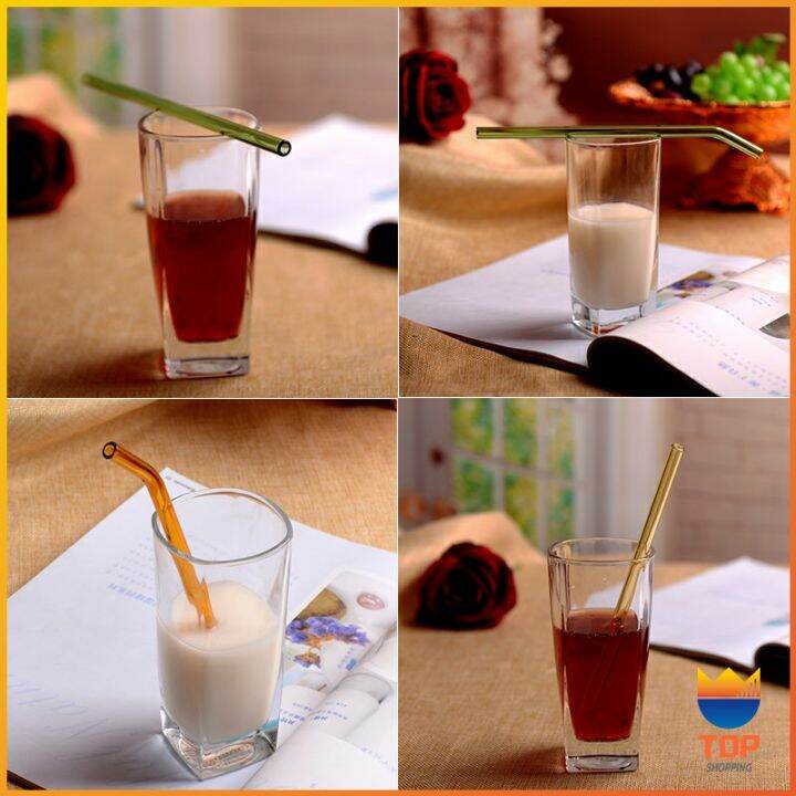 top-หลอดแก้วสําหรับใส่กาแฟ-เครื่องดื่ม-ทนต่ออุณหภูมิสูง-หลอดแก้วใส-straw