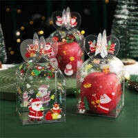 Kids Gift Packaging Festive Candy Bag Packaging Transparent PVC Apple Box Candy Bag For Christmas Santa Claus Christmas Apple Box