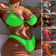 2 Chiếc Bộ Bikini Nữ Với Dây No Miếng Đệm Ngực Màu Trơn Nâng Bikini Cắt