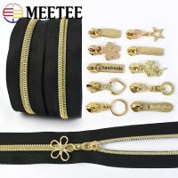 ❐♟✟ 2M2Pcs 5 Sewing Nylon Zipper LightGold Zippers Sliders Bag Pocket Zips Pull Head Clothing Zip Repair Kits DIY Accessories