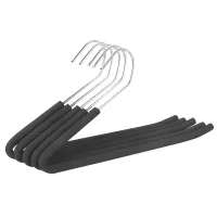 Open End Trouser Hangers Slack Pant Hanger with Non-Slip Foam Coated Black 5-Pack