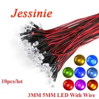 10PCS 3mm 5mm F3 F5 LED 20cm Pre wired White Red Green Blue Yellow UV RGB Diode Lamp Decoration Light Emitting DIY Pre soldered