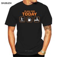 Designs Humor Plan For Today Waterski Beer Drinking Skiing Tee Shirt Men Leisure Male Tshirts