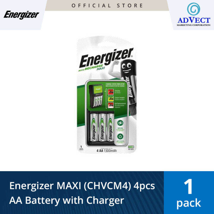 Energizer MAXI Battery Charger (CHVCM4) + 4x AA 2000mAh NiMH Lazada PH