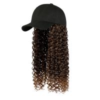 SHANGZI short Baseball Cap Wig Synthetic long Afro Kinky Curly Wigs Hat Wig Natural Black Auburn Hiar Cap With Hair For Women