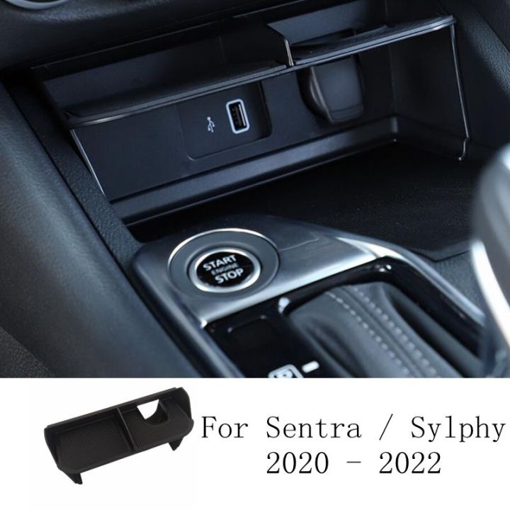 สำหรับนิสสันเซนทรา-sylphy-2020-2022คอนโซลกลางรถกล่องเก็บของถาดจัดระเบียบภาชนะที่วางโทรศัพท์ตกแต่งภายใน