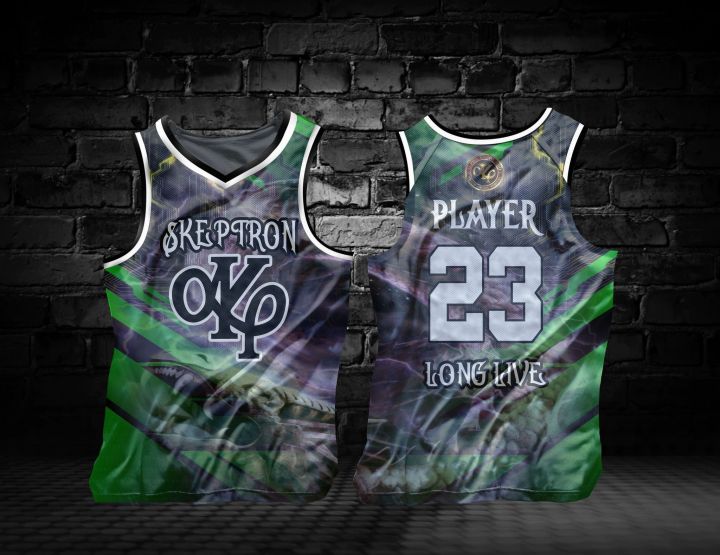 SKEPTRON 03 BLACK-GREEN BASKETBALL JERSEY FREE CUSTOMIZE OF NAME&NUMBER  ONLY full sublimation high quality fabrics/ trending jersey