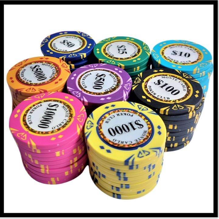 10 Pcs/set Monte Carlo 14 Gram Clay Poker Chips Tournament Home Game ...