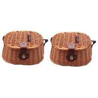 2X Wicker Basket Fishing Creel Trout Perch Cage Tackle Fisherman Box Outdoor Classical Willow Trout Fishing Creel Basket