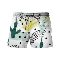 2023 newSummer Beach Shorts Boys Girls 3D Cartoon cactus Anime Botany Printing Kids Fashion Swimwear Casual Swim Pants Children Clothes