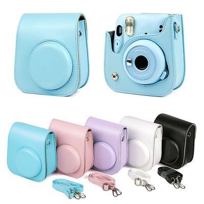 กระเป๋ากล้องฟิล์มหนัง PU กระเป๋าเคสซิลิโคนแบบนิ่มสำหรับ Instax Mini 11เคสกล้องสำหรับฟิล์ม Fujifilm พร้อม Tali Bahu