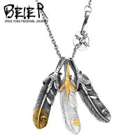 Beier Retro เครื่องประดับขายส่ง TITANIUM STEEL จี้สำหรับบุรุษและสตรีส่วนบุคคล Takahashi Eagle Claw Feather สร้อยคอ Drop Shipping