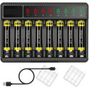 Bộ Sạc Pin Thông Minh Màn Hình LED 8 Khe Cho Pin Aa Aaa Ni-MH Sạc Lại Được