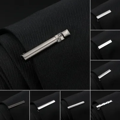Mens Classic Tie Clips Black and Sliver Tone Tie Clip Metal Pin Clasp Business Wedding Accessories Gifts Jewelry Accessory