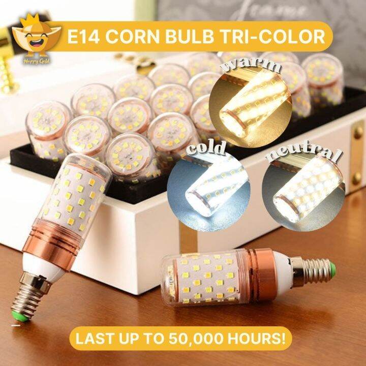 𝓗𝓖 12W E14 Tricolor LED Corn Bulb Color Changing TriColor Light (Cool