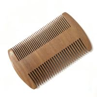 2X Wooden Beard Comb Natural Sandalwood Beard Comb with Fine &amp; Coarse Teeth - Anti-Static Pocket Comb for Everyday Carry