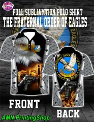 Quality and Affordable Full Sublimation Poloshirt for The Fraternal Order  of Eagles Club. Available from Small to 3XL only. Limited Stocks Only MODE  OF, By Marquis Clothing - Full sublimation