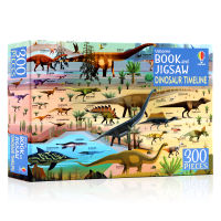 Original English picture book Usborne book and jigsaws: Dinosaur timeline puzzle series dinosaur development history Game Book Childrens Dinosaur interesting Popular Science Encyclopedia cognition with 300 puzzles