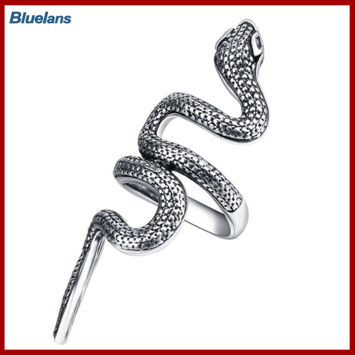 Bluelans®ของขวัญเครื่องประดับคลับคอสเพลย์แหวนใส่นิ้วลายหนังงูอัลลอยแนวพังก์สุดเท่สำหรับผู้ชายผู้หญิง