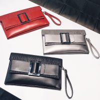 【YD】 Fashion Leather Evening Handbag Color Soft Clutch Envelope Messenger with Crossbody Lanyard Shoulder Purse