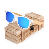 BOBO BIRD Women Bamboo Wood Sunglasses Polarized White Square Frame Vintage Glasses oculos de sol feminino C-CG007