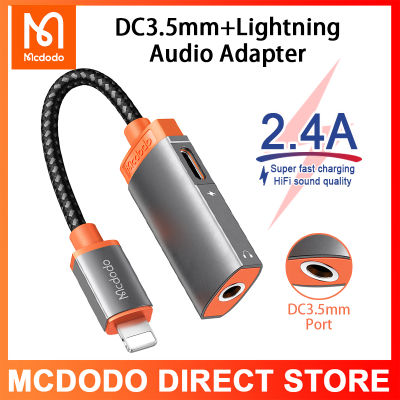 MCDODO อะแดปเตอร์แบบ Lightning Lightning ชาร์จ + หูฟัง3.5มม.เหมาะสำหรับ iPhone 11 Pro iPhone X 8 7 Plus สายหูฟังสายออดิโอชาร์จ Call ข้อมูลเพลง