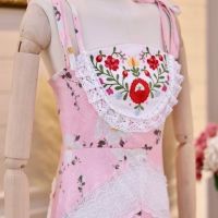 P015-054 PIMNADACLOSET - Spaghetti Tie Strap Embroidery Lace Floral Print Maxi Dress